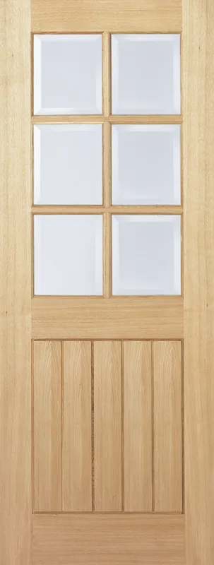 Oak Mexicano 6 Light With Clear Bev Glass